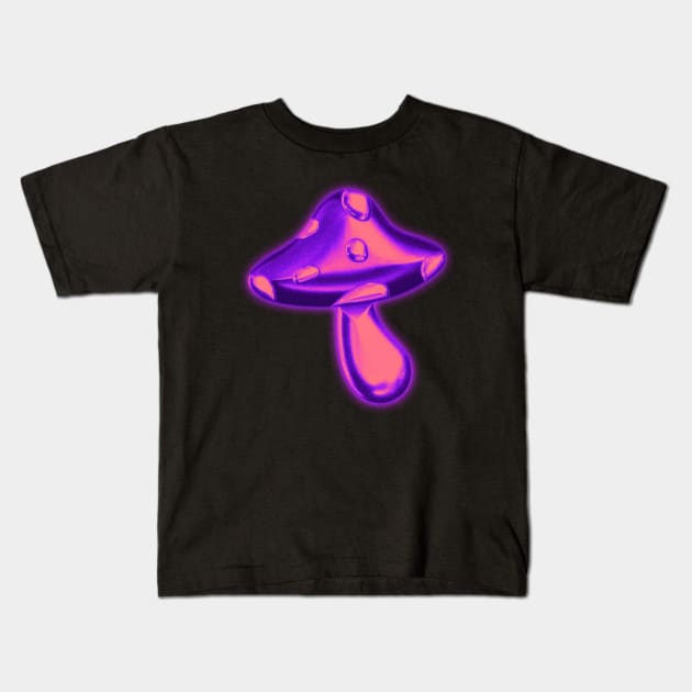 Pink Chrome Mushroom Kids T-Shirt by rosiemoonart